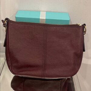 New Fossil Deep Burgundy Leather Shoulder Bag .